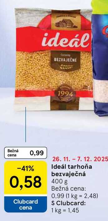 Ideál tarhoňa bezvaječná 400g