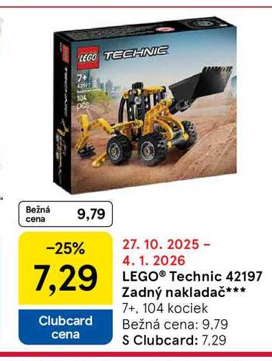 LEGO® Technic 42197 Zadný nakladač 7+, 104 kociek