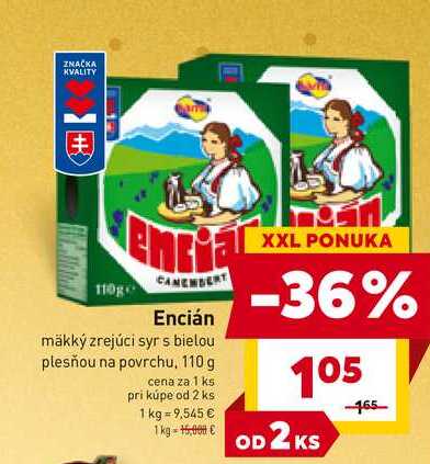 Encián mäkký zrejúci syr s bielou plesňou na povrchu, 110 g 