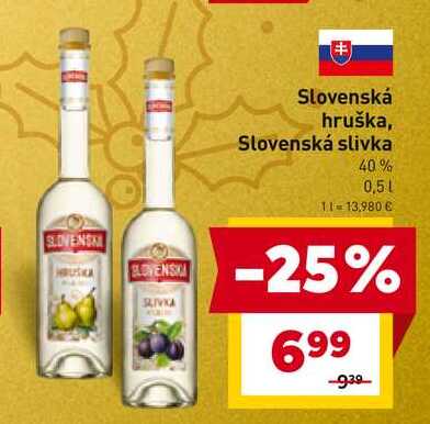 Slovenská hruška, Slovenská slivka 40% 0,5L 