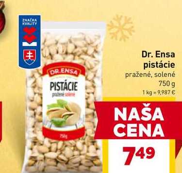 Dr. Ensa pistácie pražené, solené 750 g