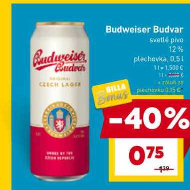 Budweiser Budvar svetlé pivo 12% plechovka, 0,5l