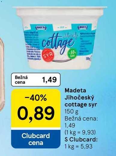 Madeta Jihočeský cottage syr 150 g