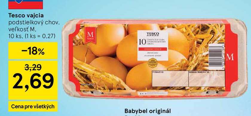 Tesco vajcia podstielkový chov veľkosť M 10 ks