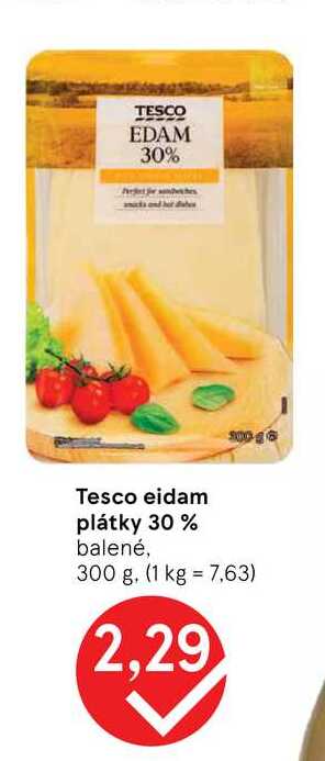 Tesco eidam plátky 30 % balené, 300 g