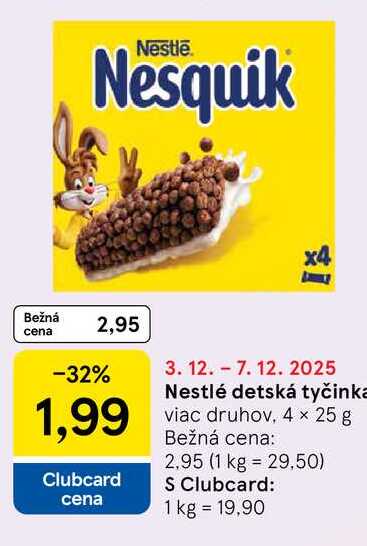 Nestlé detská tyčinka viac druhov, 4 × 25 g