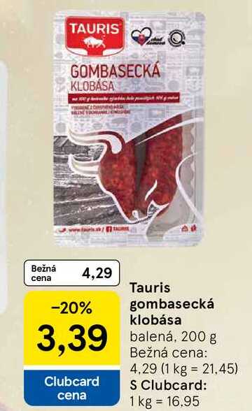 Tauris gombasecká klobása balená, 200 g