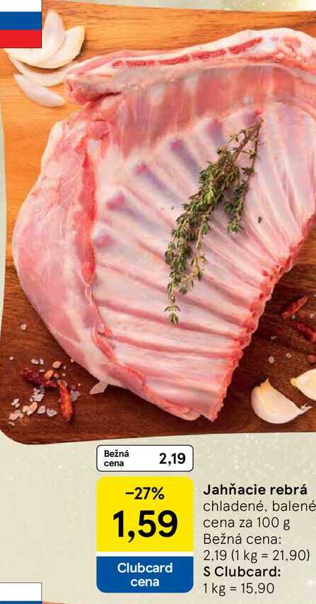 Jahňacie rebrá chladené, balené cena za 100 g 