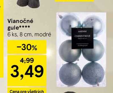 Vianočné gule 6 ks, 8 cm, modré 