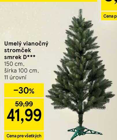 Umelý vianočný stromček smrek D 150 cm, šírka 100 cm, 11 úrovní 