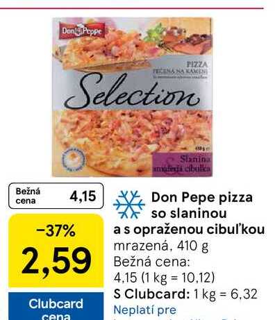 Don Pepe pizza so slaninou a s opraženou cibuľkou mrazená, 410 g 
