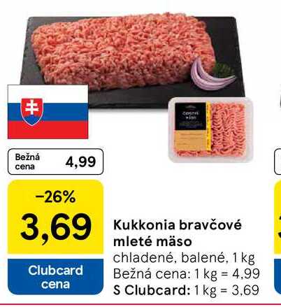 Kukkonia bravčové mleté mäso chladené, balené, 1 kg 