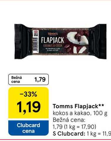 Tomms Flapjack kokos a kakao, 100 g 