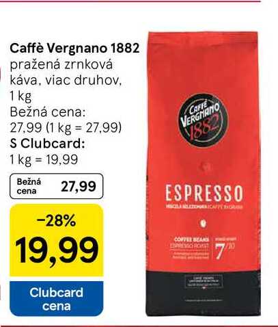 Caffè Vergnano 1882 pražená zrnková káva, viac druhov 1 kg