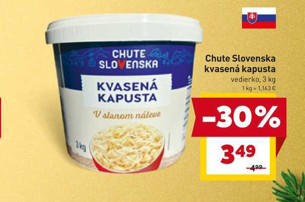 Chute Slovenska kvasená kapusta vedierko, 3 kg