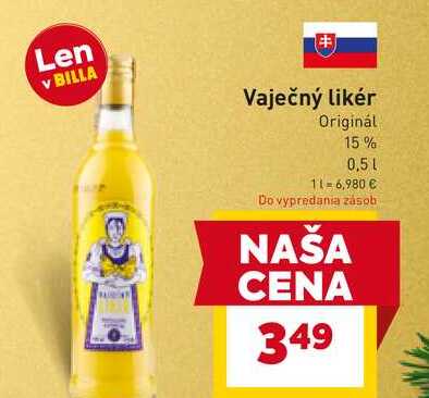 Vaječný likér Originál 15% 0,5l