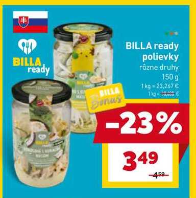 BILLA ready polievky rôzne druhy 150 g 