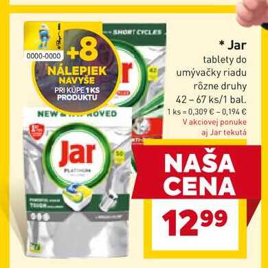 Jar tablety do umývačky riadu rôzne druhy 42-67 ks