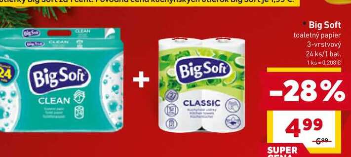 Big Soft toaletný papier 3-vrstvový 24 ks/1 bal.  