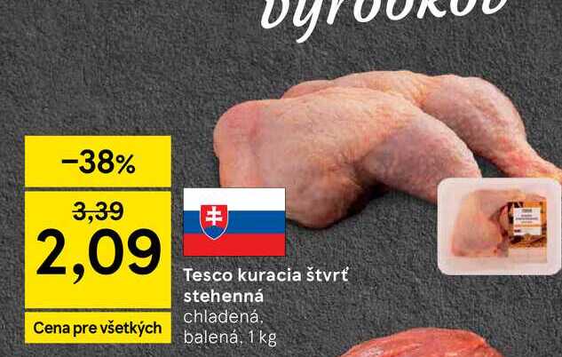 Tesco kuracia štvrť stehenná chladená 1 kg