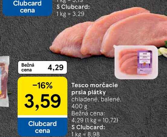 Tesco morčacie prsia plátky chladené, balené 400 g