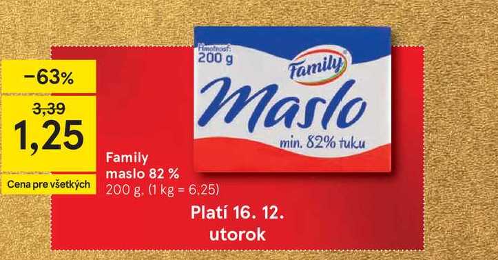 Family Maslo 82% tuku
