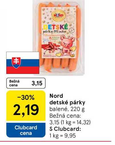 Nord detské párky balené, 220 g
