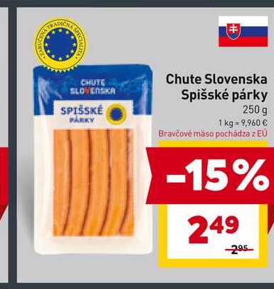 Chute Slovenska Spišské párky 250 g 