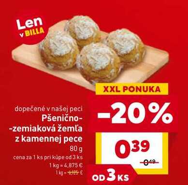 Pšenično-zemiaková žemla z kamennej pece 80 g