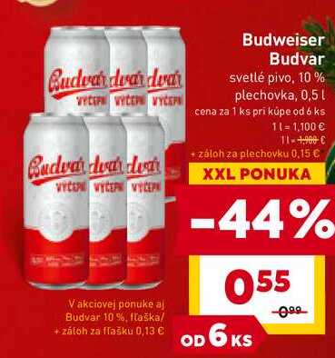 Budweiser Budvar svetlé pivo, 10% plechovka, 0,5l