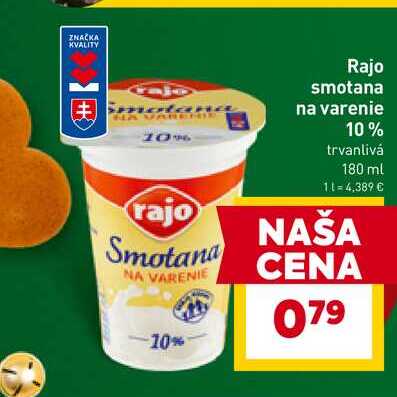 Rajo smotana na varenie 10% trvanlivá 180 ml