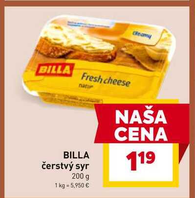 BILLA čerstvý syr 200 g