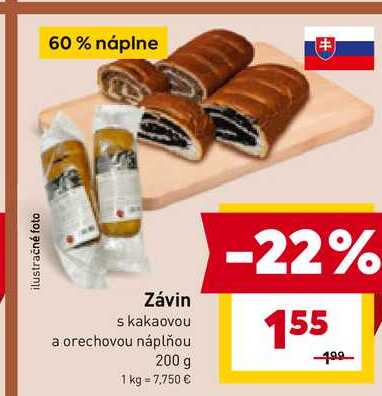 Závin skakaovou a orechovou náplňou 200 g