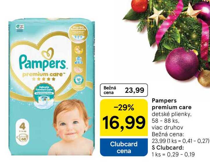Pampers premium care detské plienky 58-88 ks, viac druhov