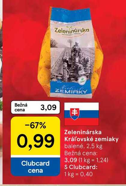 Zeleninárska Kráľovské zemiaky balené, 2,5 kg 