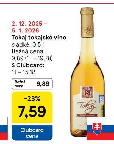 Tokaj tokajské víno sladké, 0,5l v akcii