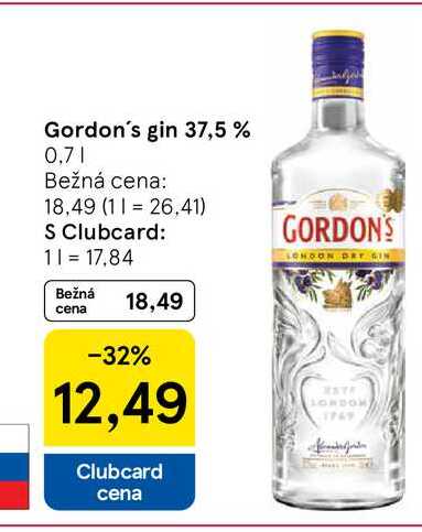 Gordon's gin 37,5 % 0,7l v akcii
