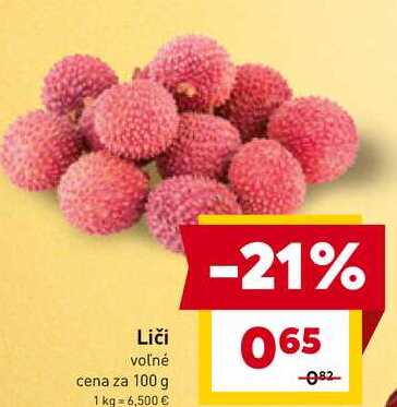 Liči voľné cena za 100 g