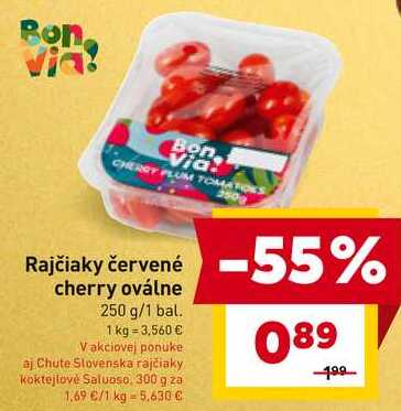 Rajčiaky červené cherry oválne 250 g/1 bal. 