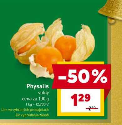 Physalis voľný cena za 100 g