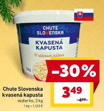 Chute Slovenska kvasená kapusta vedierko, 3 kg 