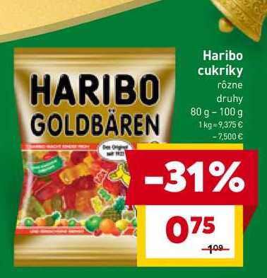 Haribo cukríky rôzne druhy 80 g -100 g