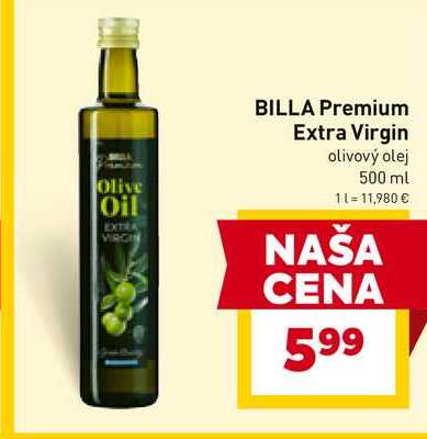 BILLA Premium Extra Virgin olivový olej 500 ml 