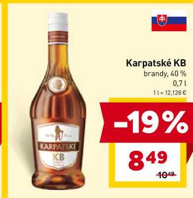 Karpatské KB brandy, 40% 0,7l