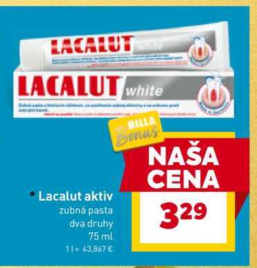 Lacalut aktiv zubná pasta dva druhy 75 ml