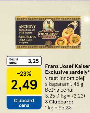 Franz Josef Kaiser Exclusive sardely v rastlinnom oleji  s kaparami, 45 g 