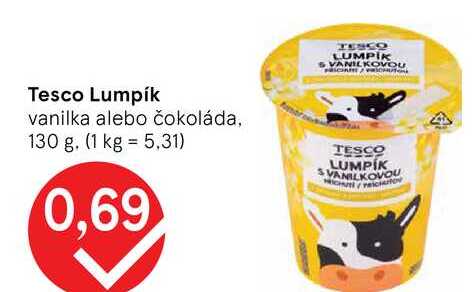Tesco Lumpík vanilka alebo čokoláda, 130 g