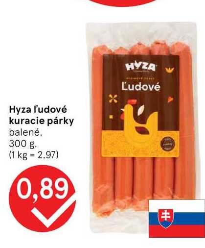 Ľudové Hyza ľudové kuracie párky balené 300 g