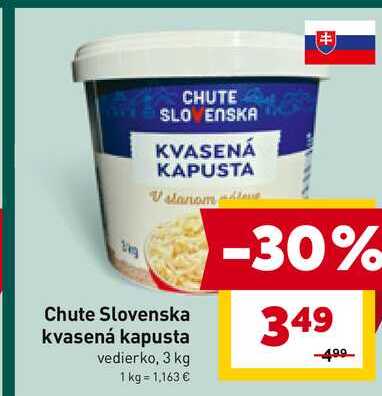 Chute Slovenska kvasená kapusta vedierko, 3 kg 