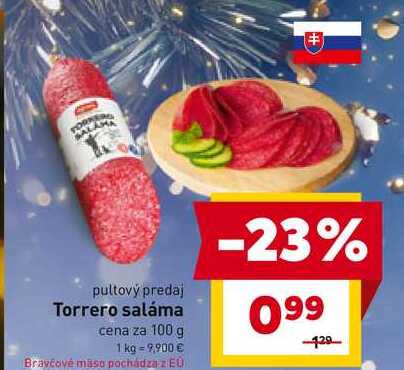 Torrero saláma cena za 100 g 